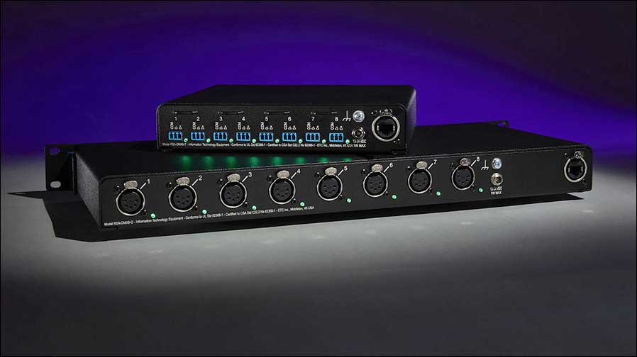 Zwei neue Response Mk2 DMX Gateways: die schmale Version mit acht Terminal-Anschlüssen (oben) und das Modell in voller Breite mit acht XLR-Anschlüssen (Foto: ETC)
