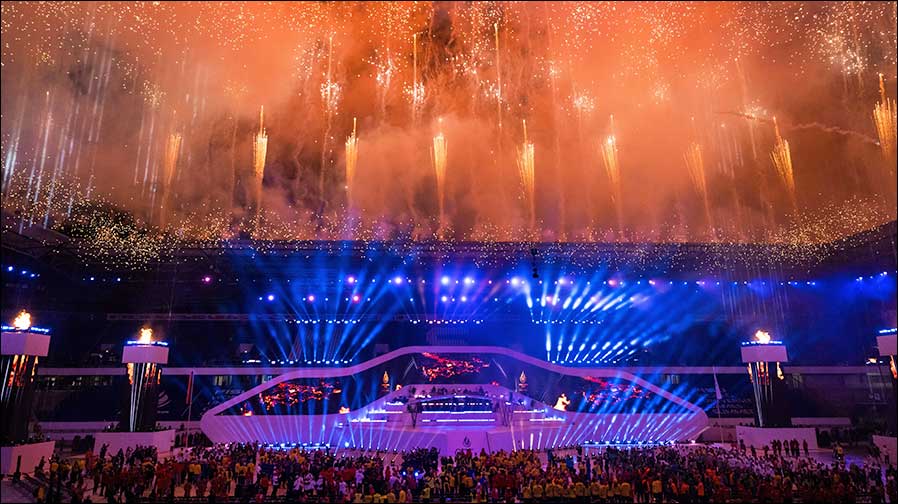 Im Licht von gut 100 Ayrton Cobra: FISU World University Games 2025 (Foto: Andrea Bowinkelmann / Rhine-Ruhr 2025)