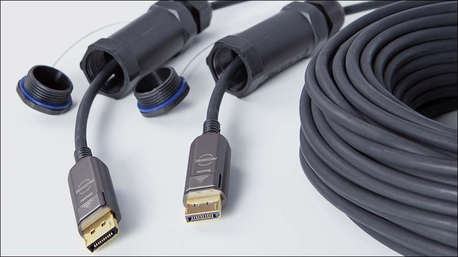 PANZERKABELDisplayPort AOC mit verschraubbarem Steckerschutz (Foto: Bildkraft)