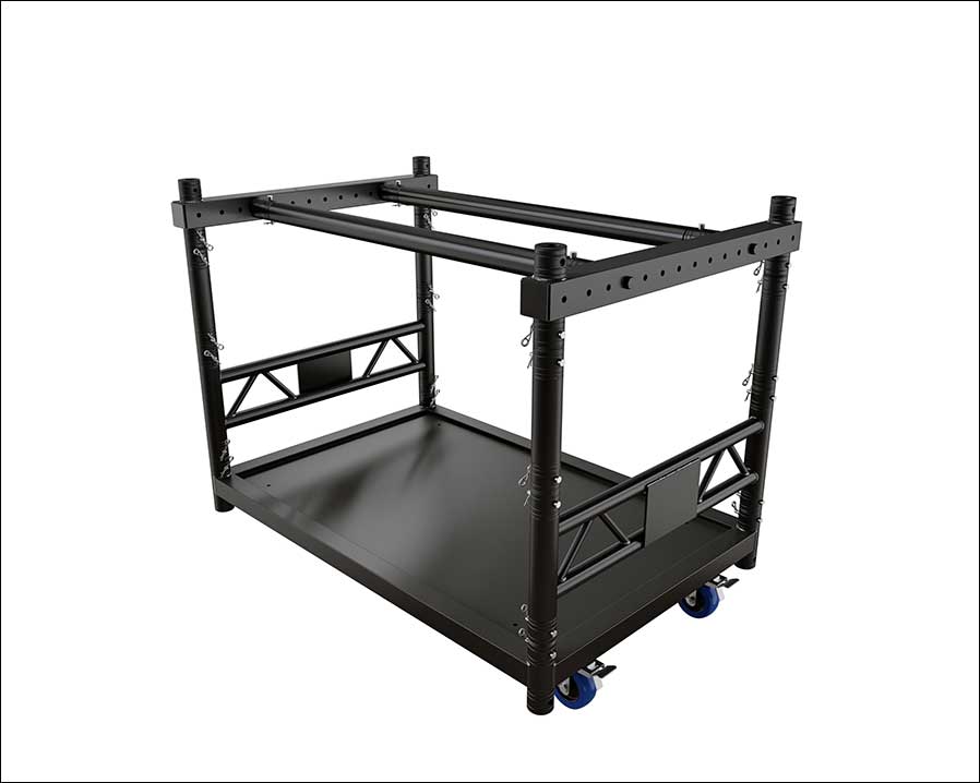 Das Lighting Rack Set Small mit einer Gesamthöhe von 95 cm eignet sich ideal für kleinere Geräte und bietet ein effizientes Transportvolumen.