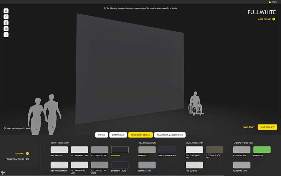 Der neue Leinwand-Konfigurator von AV-Stumpfl (Screenshots: AV-Stumpfl)