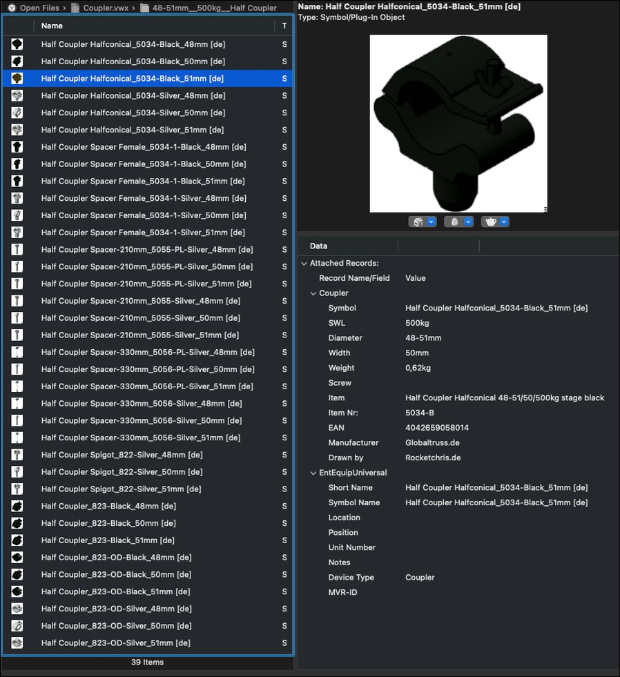 Vectorworks-Library von Global Truss: 1.032 Symbole (Grafik: Global Truss)