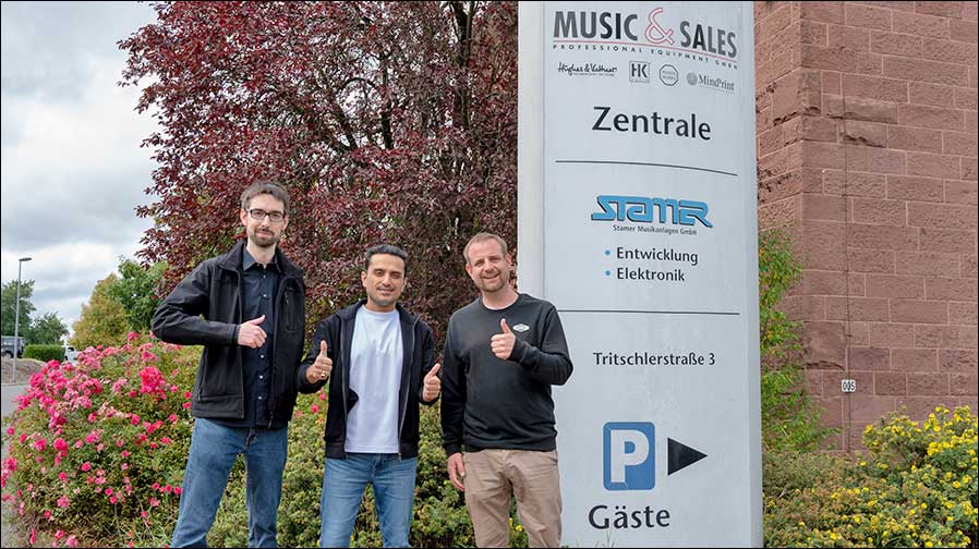 Zu Besuch bei Music & Sales in St. Wendel: das Team von Hi-Tech Audio Video Systems Pvt (Foto: HK Audio).
