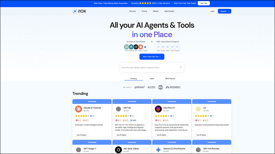 Ausprobieren ist angesagt: i10X.ai kann man sieben Tage testen ... (Screenshot: i10X.ai)