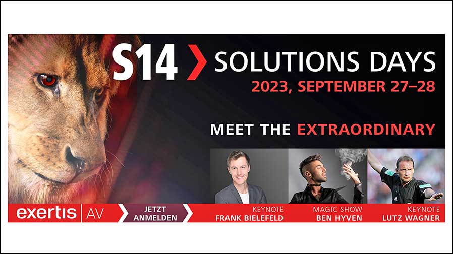 Vom 27. bis 28. September 2023 trifft sich die ProAV / IT-Branche zu den S14 Solutions Days bei Exertis AV in Uhingen