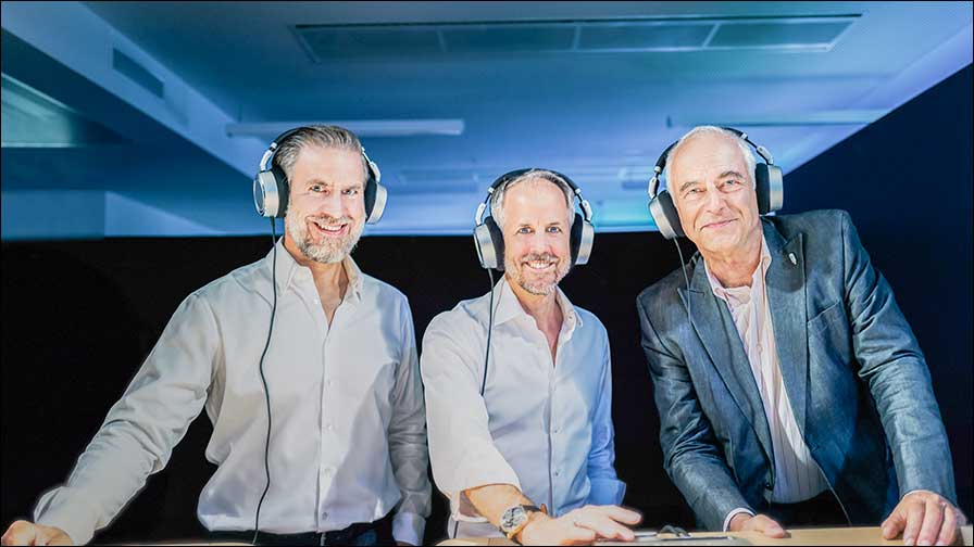 Ein neues Team: (von links): Ralf Oehl, CEO Georg Neumann GmbH, Dr. Andreas Sennheiser, Co-CEO Sennheiser und Claude Cellier, CEO Merging Technologies