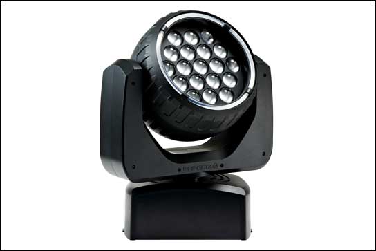 LED-Moving-Head Ehrgeiz Helios +19Z  mit 19 15-Watt-RGBW-LEDS von Osram