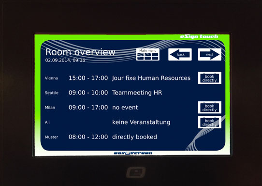 easescreen eSign: Raumbuchung per Touch-Display oder Smartphone
