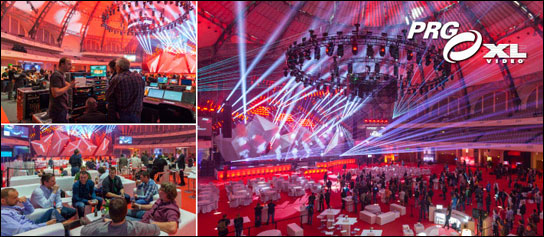 Prominenter Eingang zur Prolight + Sound: Die Festhalle mit PRG XL Video.