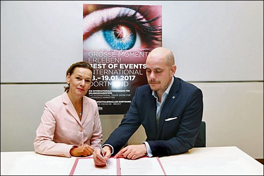 Sie ergänzen sich gut:  Sabine Loos von den Westfalenhallen und Jan Kalbfleisch vom FAMAB.