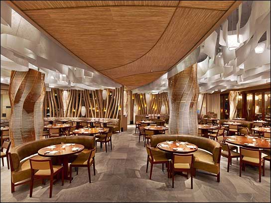 Restaurant des Nobu Hotel in Miami: Linienstrahler von K-Array in den Bambussäulen
