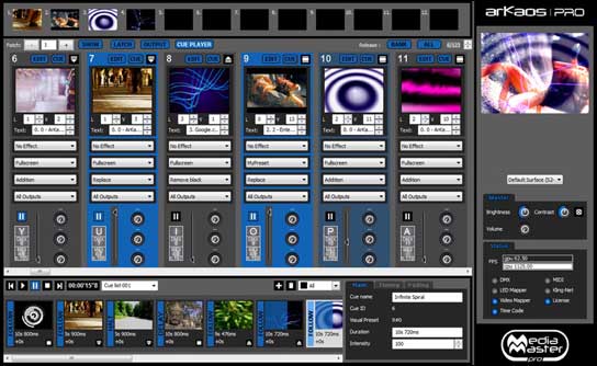 Nach kostenlosem Upgrade an Bord des ArKaos MediaMasters: Der CuePlayer