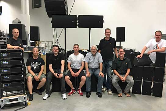 Sie setzen auf L-ACOUSTICS: Nicolas Fritz, Markus Falkenstein, Sascha Dickel, Simon Pöschke, Ulrich Thelen, Markus Zimmer, Matthias Strecker und André Konanec.