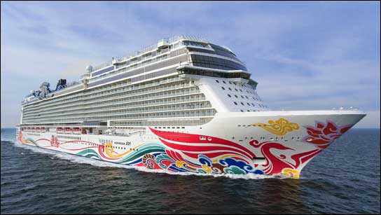 Licht von ETC: Die Norwegian Joy (Foto: Harald Hohenthal / Meyer-Werft)