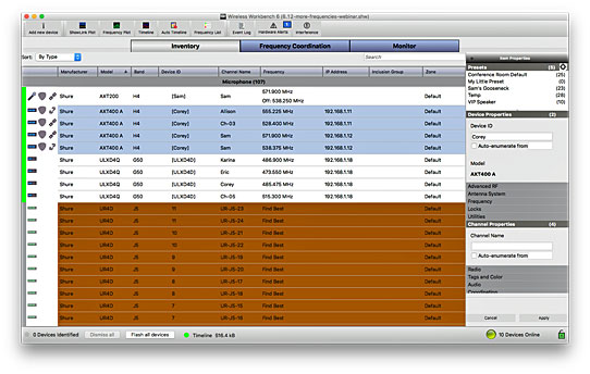 Neue Möglichkeiten bietet die Version 6.12 der Shure Wireless Workbench Software